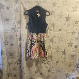 Bailey Blue Black and Colorful Patterned Mini Dress